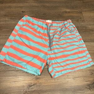 Boardies aparel Striped Coral and Aqua Swim Trunks